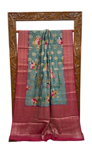 Pure Chiniya Silk Handloom Banarasi Saree Digital Print - The Handlooms
