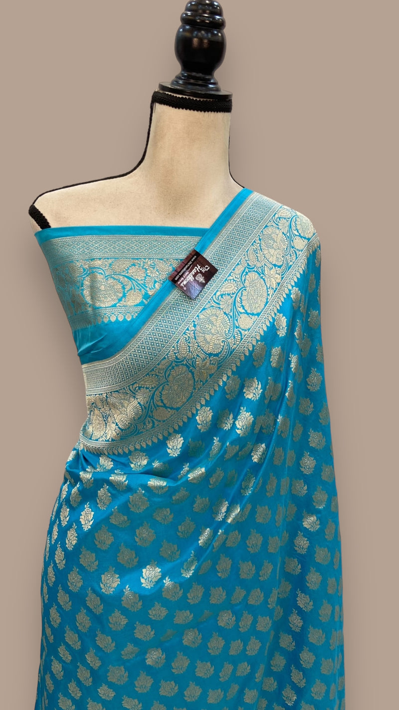 Pure Katan Silk Banarasi Handloom Saree - All Over Jaal Work - The Handlooms