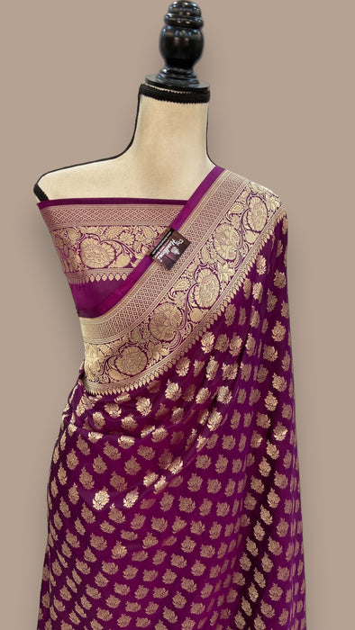 Pure Katan Silk Banarasi Handloom Saree - All Over Jaal Work