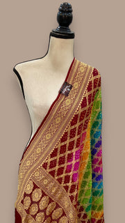Pure Georgette Banarasi Bandhej Handloom Dupatta - The Handlooms
