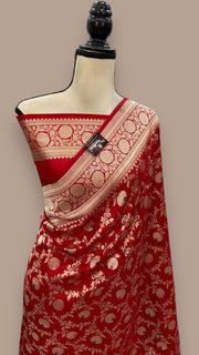 Pure Katan Silk Banarasi Handloom Saree - All over Jaal work - With Meenakari - The Handlooms