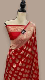 Pure Katan Silk Banarasi Handloom Saree - All over Jaal work - The Handlooms