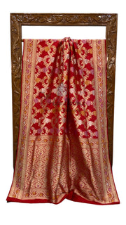 Pure Katan Silk Banarasi Handloom Saree - All over Jaal work with Meenakari - The Handlooms