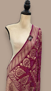 Pure Georgette Banarasi Bandhej Handloom Dupatta - The Handlooms