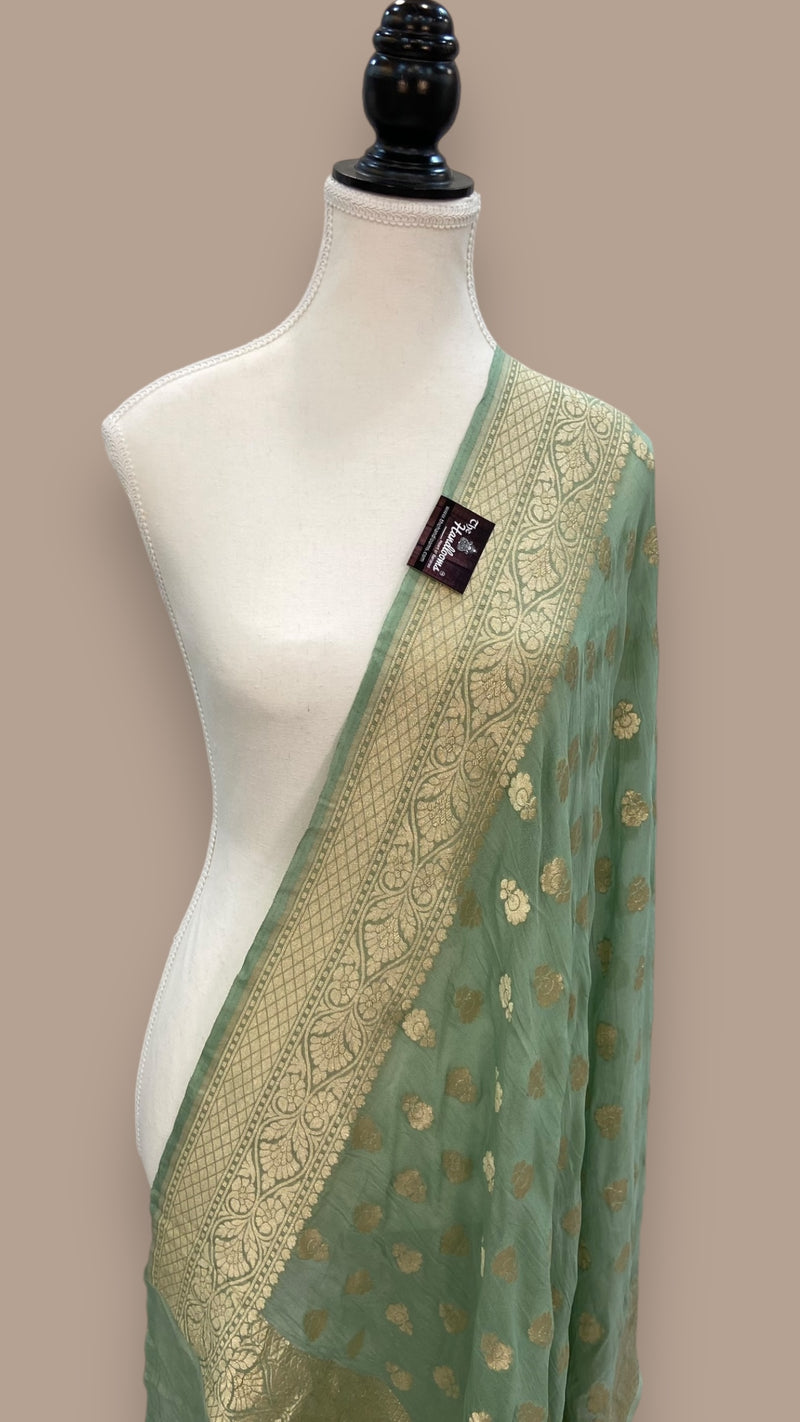 Khaddi Georgette Handloom Banarasi Dupatta - The Handlooms