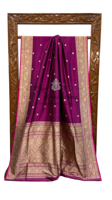 Pure Katan Silk Banarasi Handloom Saree - All over Kadua motifs With Meenakari