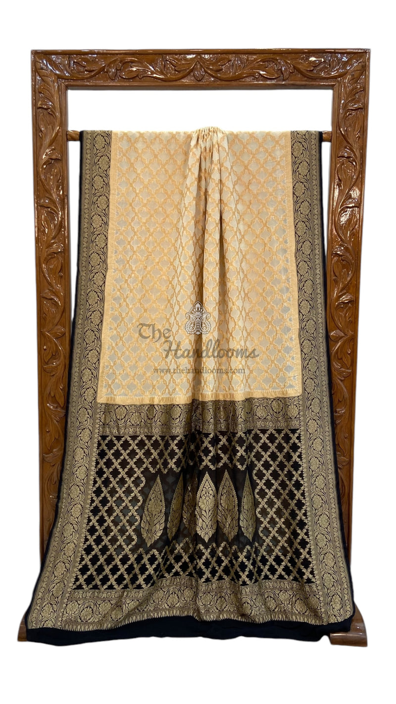 Pure Khaddi Georgette Banarasi Saree -  Gold zari - The Handlooms
