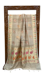 Tussar Georgette Handloom Banarasi Saree With Meenakari - The Handlooms