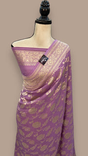 Tussar Georgette Handloom Banarasi Saree - All over Jaal Work - The Handlooms