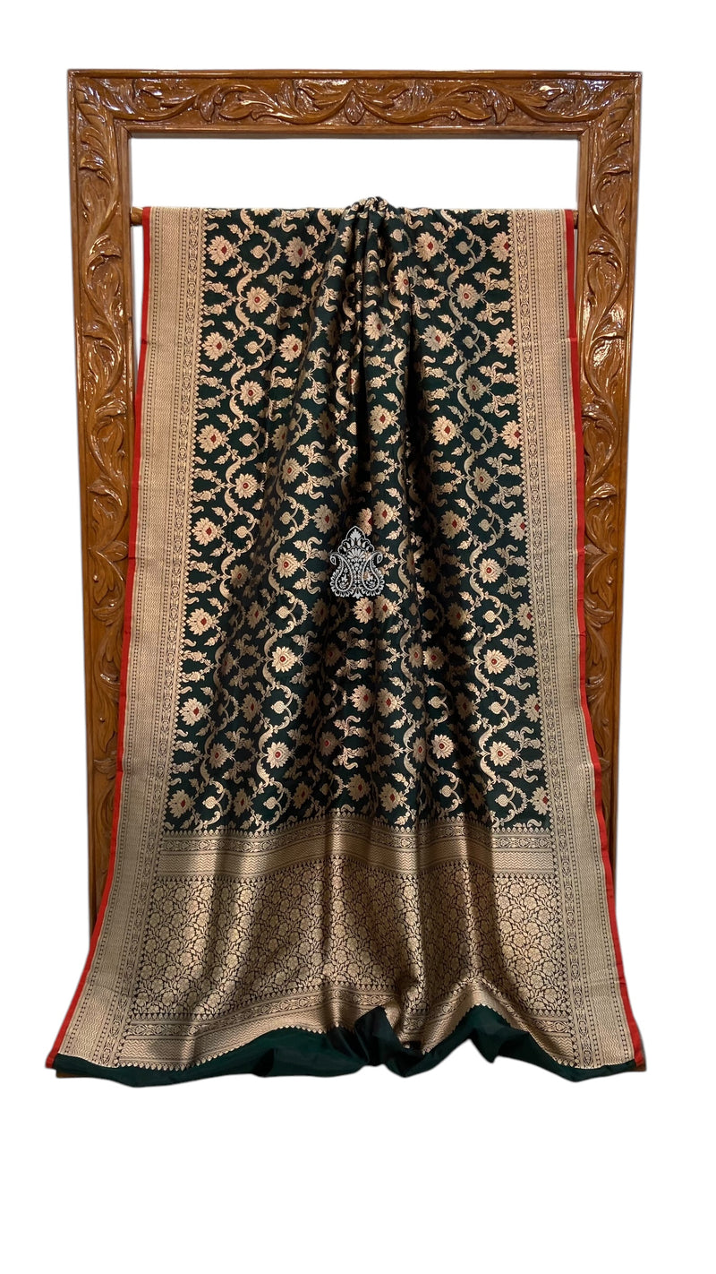 Pure Katan Silk Banarasi Handloom Saree - All over Jaal work - With Meenakari - The Handlooms