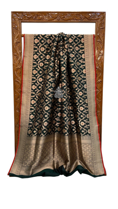 Pure Katan Silk Banarasi Handloom Saree - All over Jaal work - With Meenakari