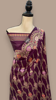 Ektara Pure Katan Silk Banarasi Handloom Saree - All over kadiyal Jaal work - The Handlooms