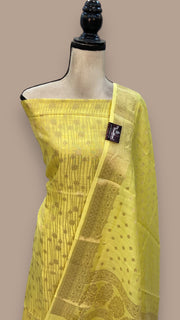 Pure Chanderi Cotton Banarasi Dress material - The Handlooms