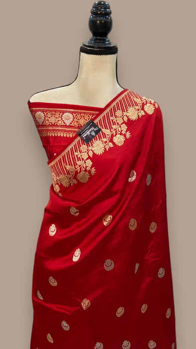 Pure Katan Silk Banarasi Handloom Saree - All over Kadua motifs