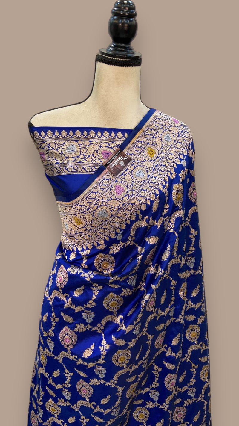 Pure Katan Silk Banarasi Handloom Saree - All over Jaal work - With Meenakari - The Handlooms