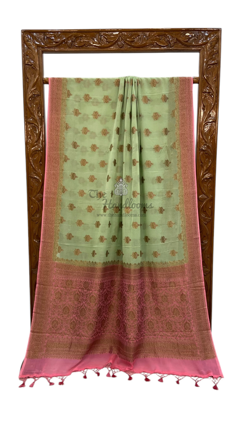 Khaddi Georgette Banarasi Saree -  Antique Zari - The Handlooms