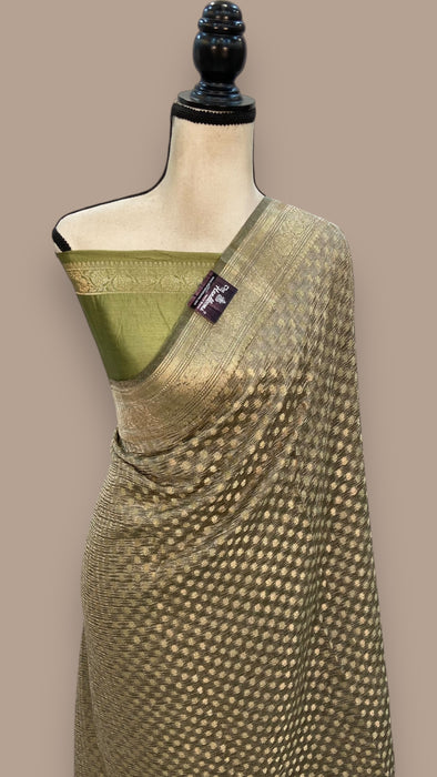 Pure Kora Tissue Handloom Banarasi Saree - Handwork