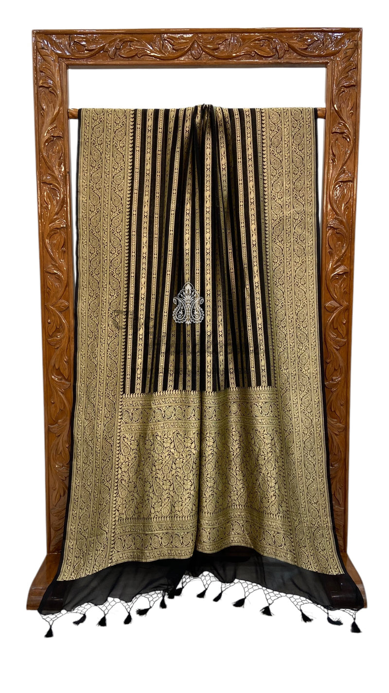 Pure Khaddi Georgette Banarasi Saree -  Gold zari - The Handlooms