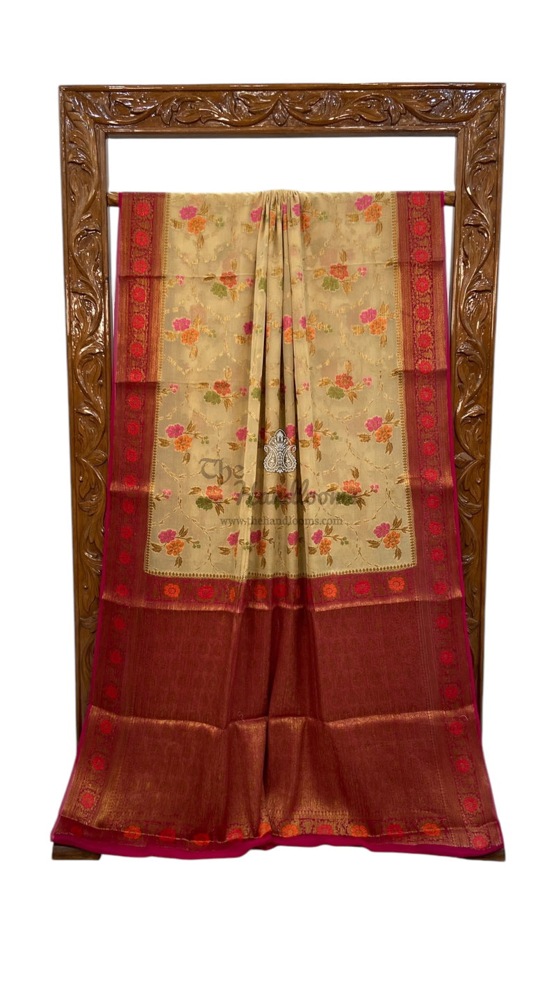 Pure Chiffon Khaddi Banarasi Saree - The Handlooms