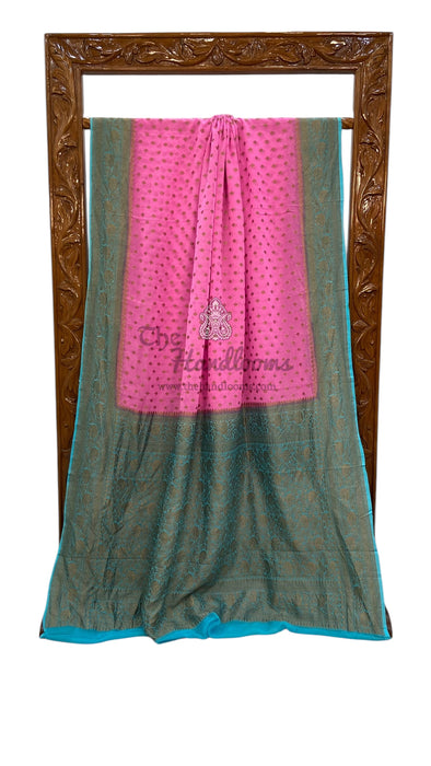 Khaddi Georgette Handloom Banarasi Saree -  Antique zari