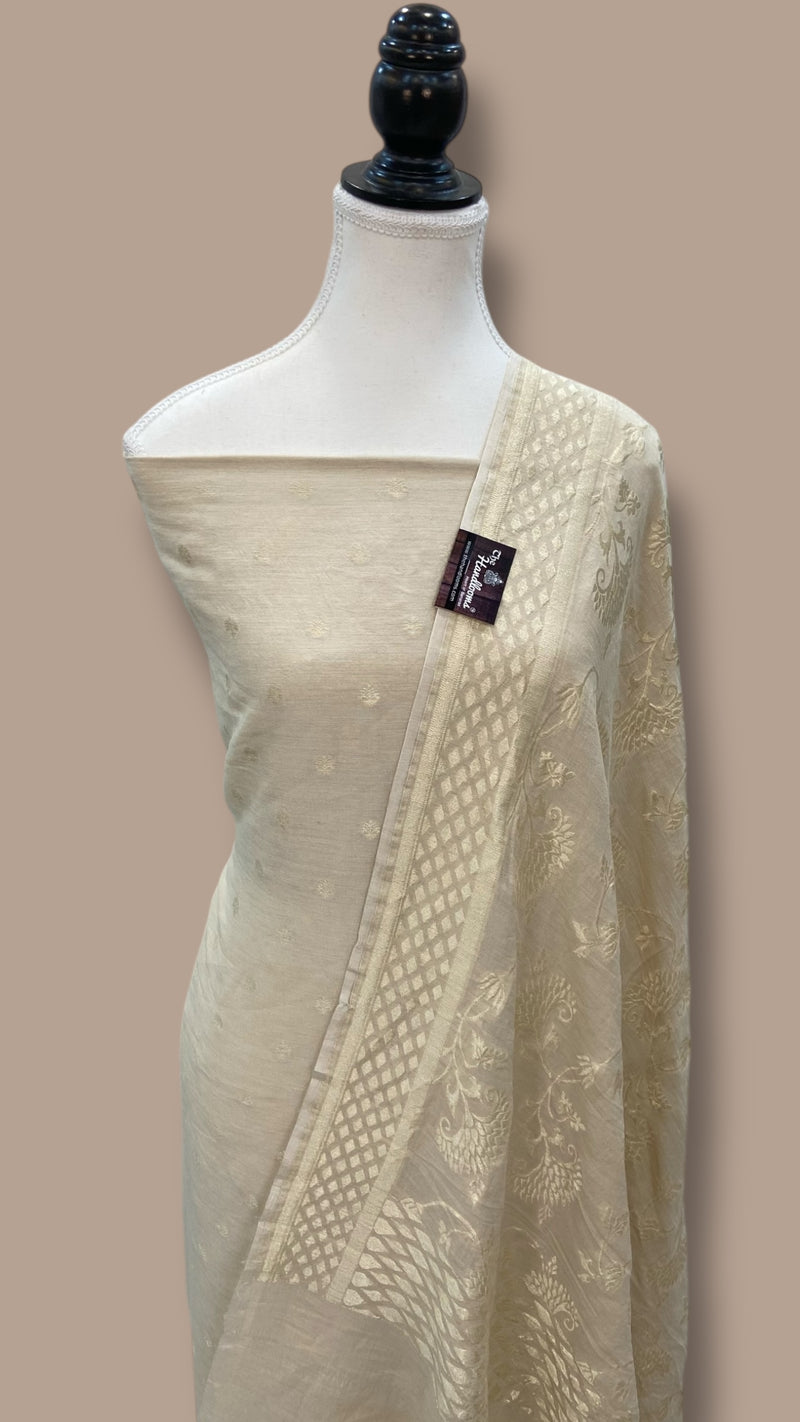 Pure Moonga Georgette Banarasi Dress material - The Handlooms