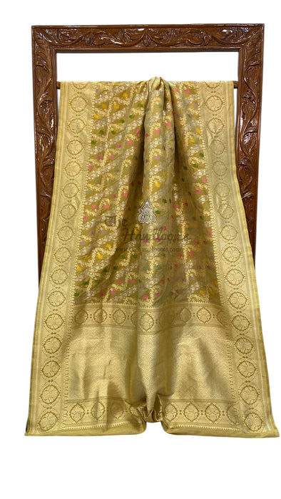 Ektara Pure Katan Silk Banarasi Handloom Saree - All over kadiyal Jaal work