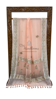 Pure Georgette Handloom Banarasi Saree with Handwork: Gota Patti, Zardozi, Diamond Chain, Katdana, and Abla Detailing - The Handlooms