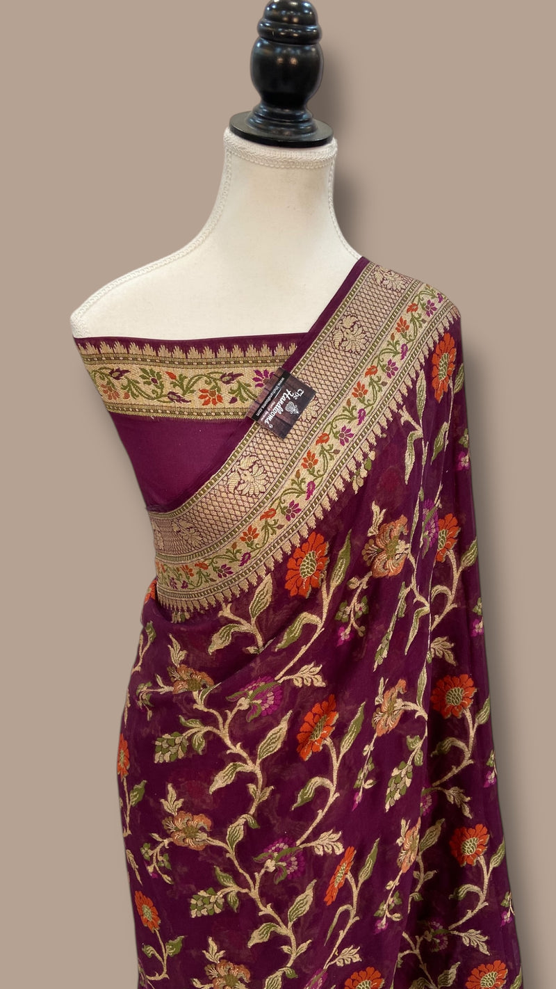 Pure Chiffon Khaddi Banarasi Saree - The Handlooms