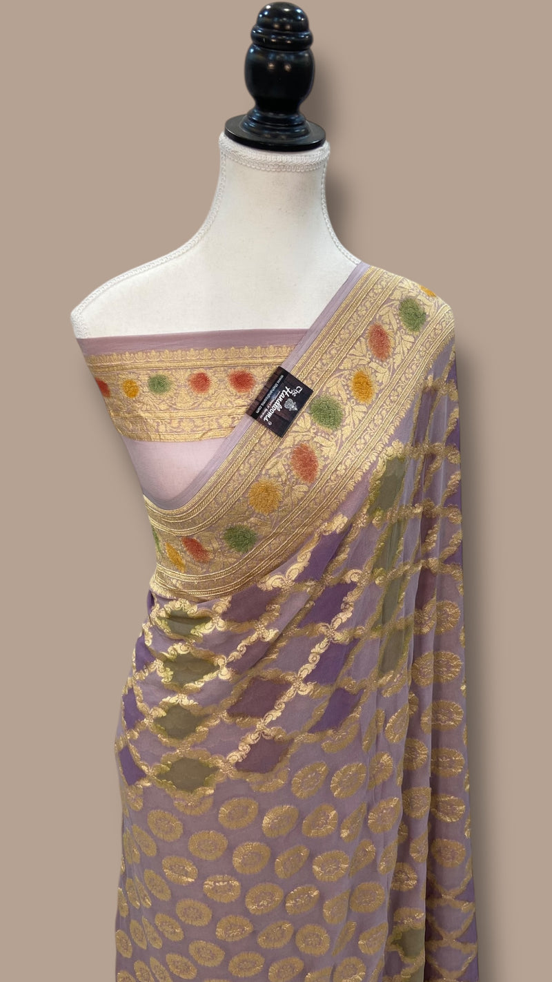Pure Khaddi Georgette Banarasi Saree -  Gold zari - The Handlooms