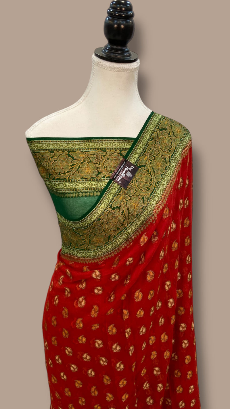 Pure Chiffon Khaddi Banarasi Saree - The Handlooms