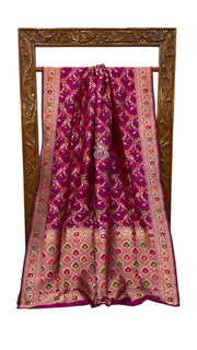 Pure Katan Silk Banarasi Handloom Saree - All over Jaal Work With Meenakari - The Handlooms