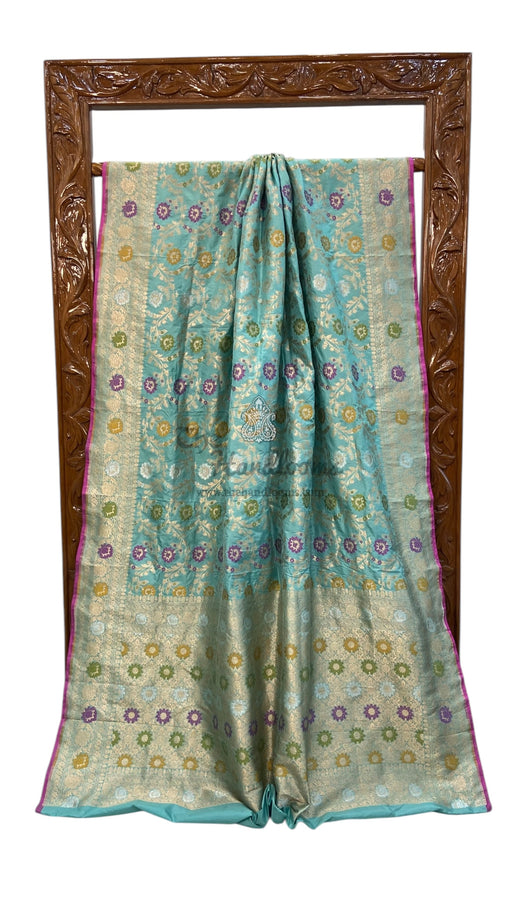 Pure Katan Silk Banarasi Handloom Saree - All over Jaal Work With Meenakari - The Handlooms
