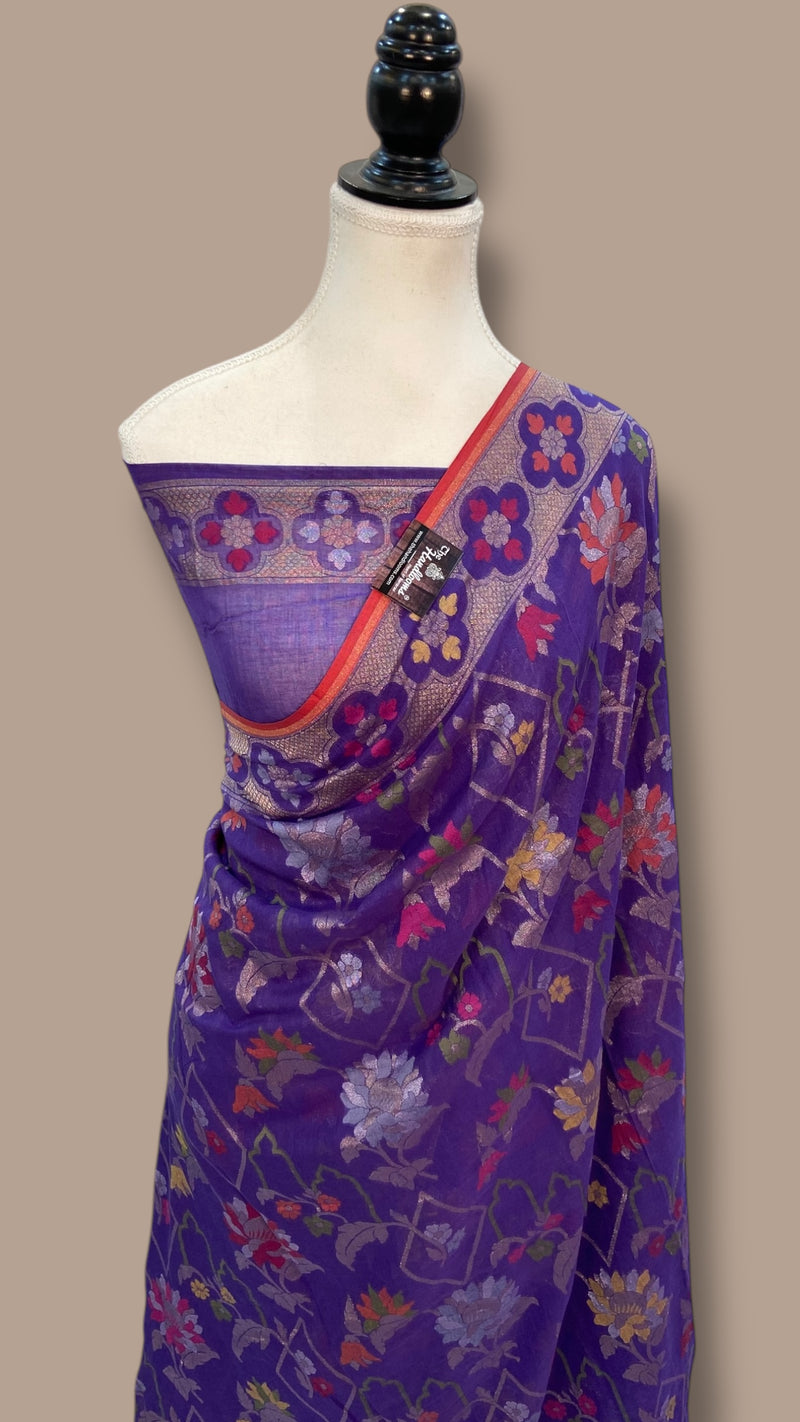 Pure Cotton Jamdani Handloom Banarasi Saree - The Handlooms