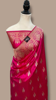 Pure Katan Silk Handloom Banarasi Saree - All over kadua motifs - The Handlooms