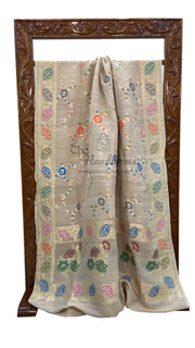Pure Tussar Georgette Handloom Banarasi Saree - All over Jaal Work with meenakari - The Handlooms