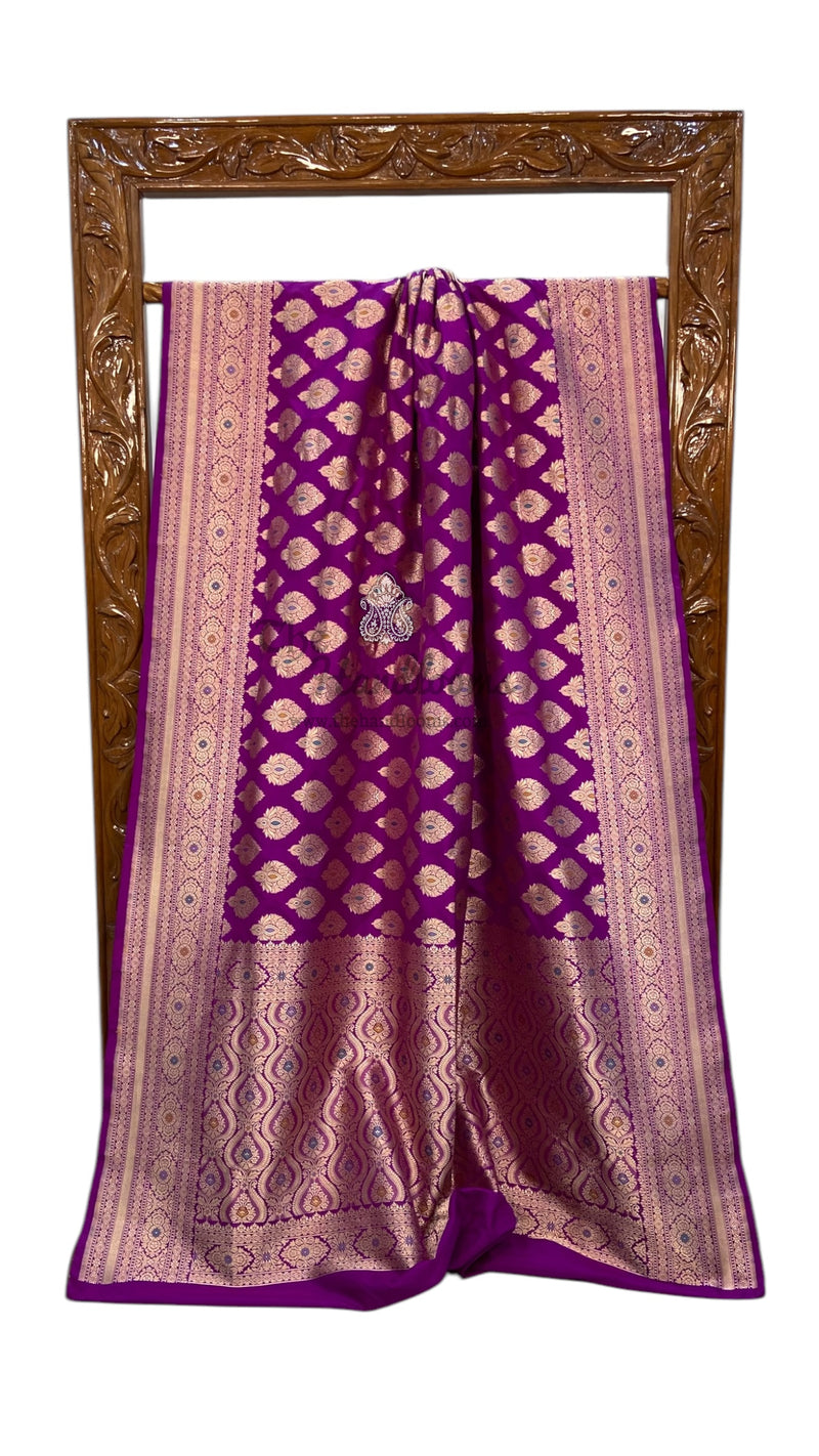 Pure Katan Silk Banarasi Handloom Saree - All over Jaal Work With Meenakari - The Handlooms