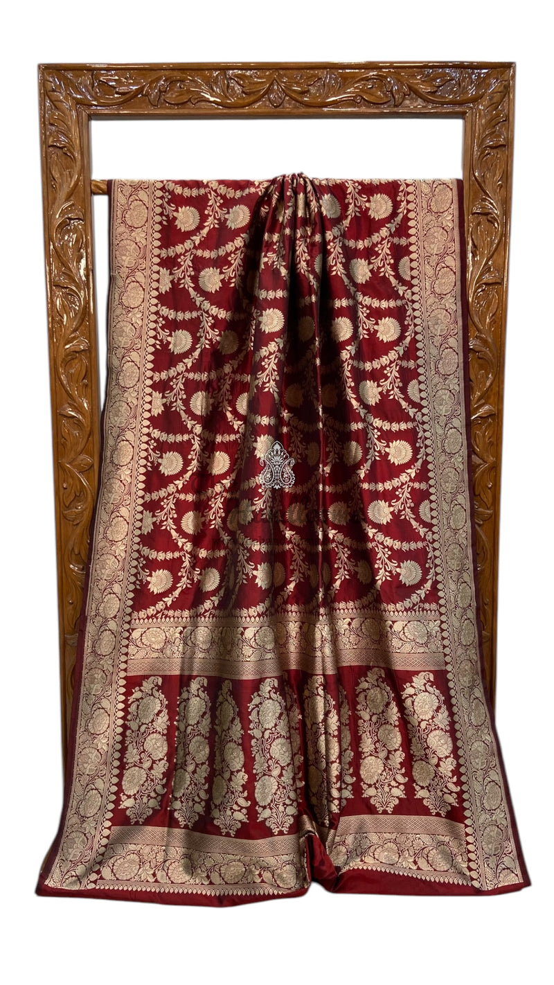 Pure Katan Silk Banarasi Handloom Saree - All over Jaal work - The Handlooms