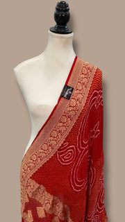 Pure Georgette Banarasi Bandhej Handloom Dupatta - The Handlooms