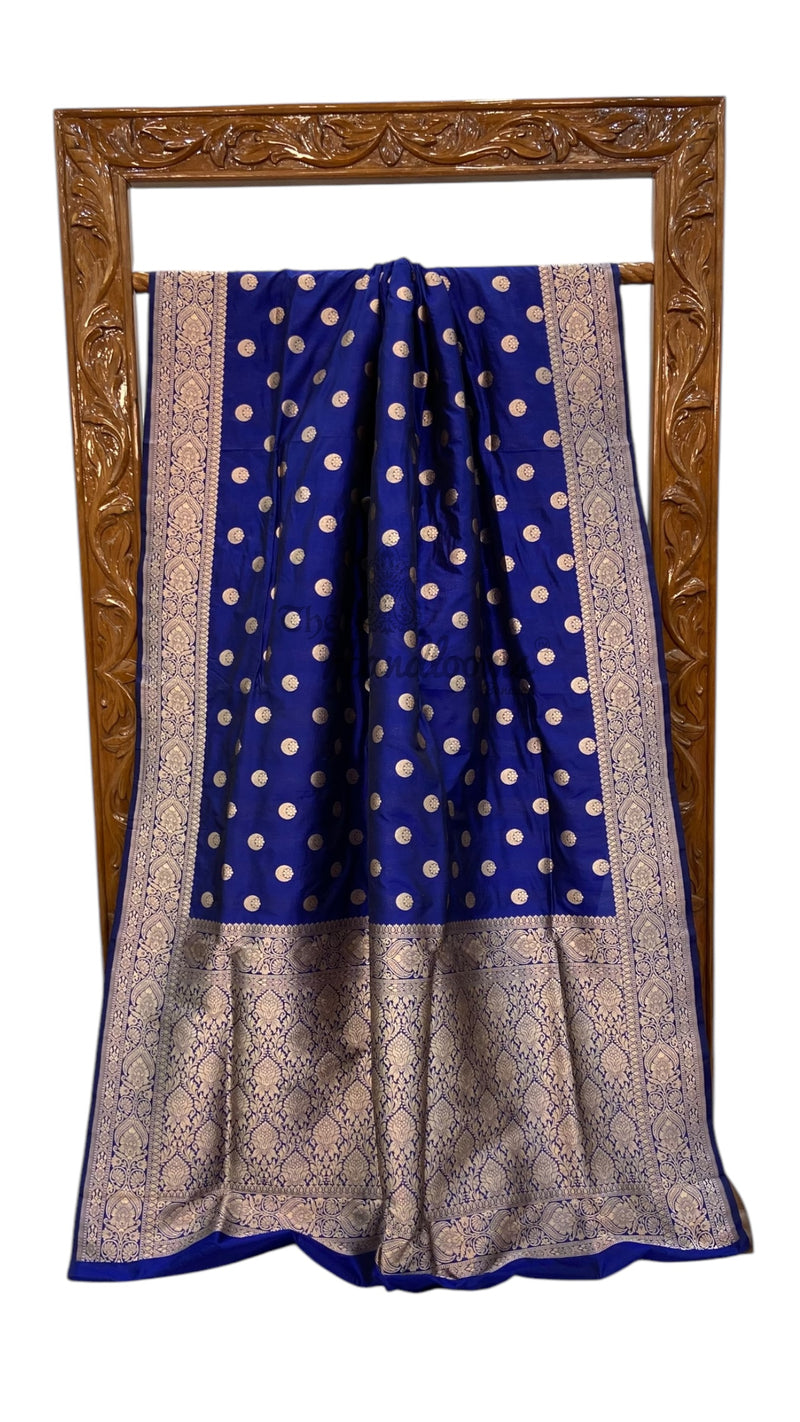 Pure Katan Silk Banarasi Handloom Saree - with motifs - The Handlooms