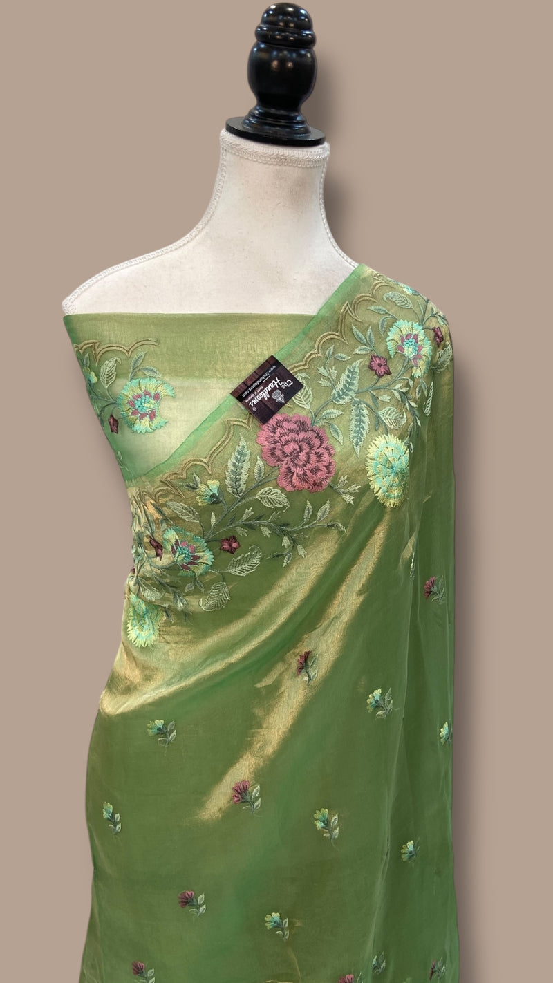 Pure Tissue Handloom Banarasi Saree With Chikankari - The Handlooms