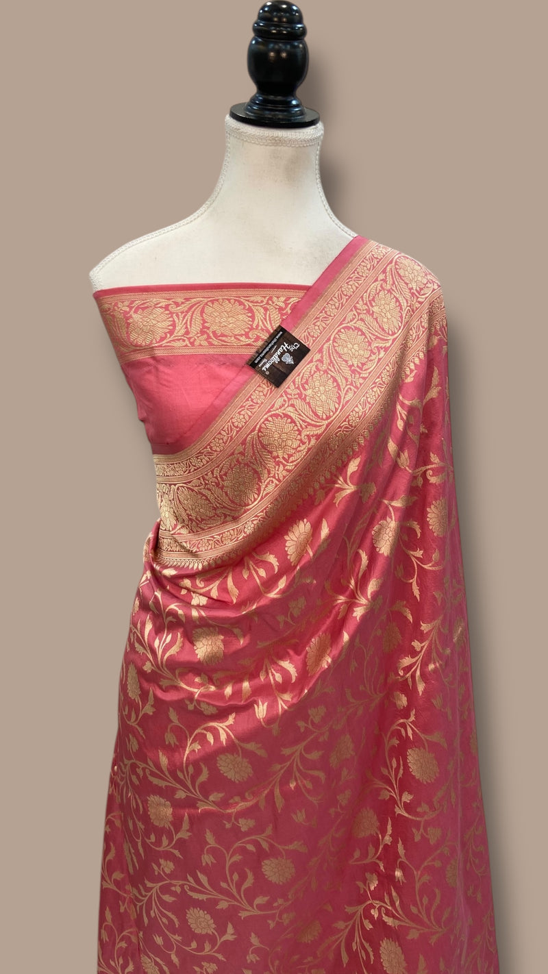 Pure Katan Silk Banarasi Handloom Saree - All over Jaal  work - The Handlooms