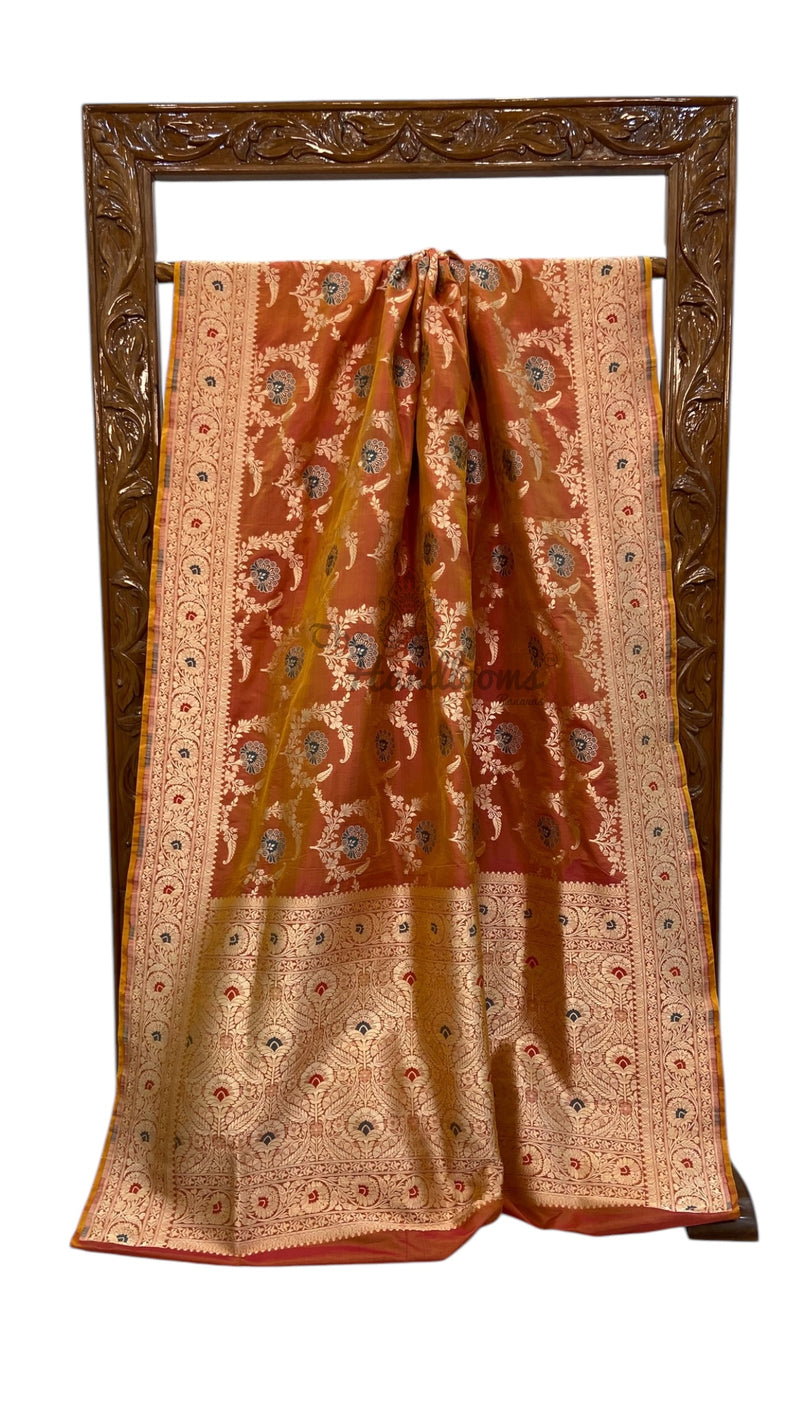 Pure Katan Silk Banarasi Handloom Saree - All over Jaal work - With Meenakari - The Handlooms