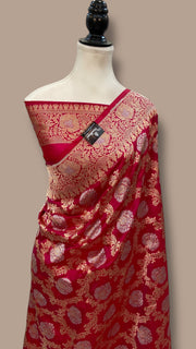 Pure Katan Silk Banarasi Handloom Saree - All Over Sona Roopa Jaal Work - The Handlooms