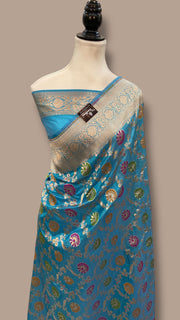 Pure Katan Silk Banarasi Handloom Saree - All over Jaal work With Meenakari - The Handlooms