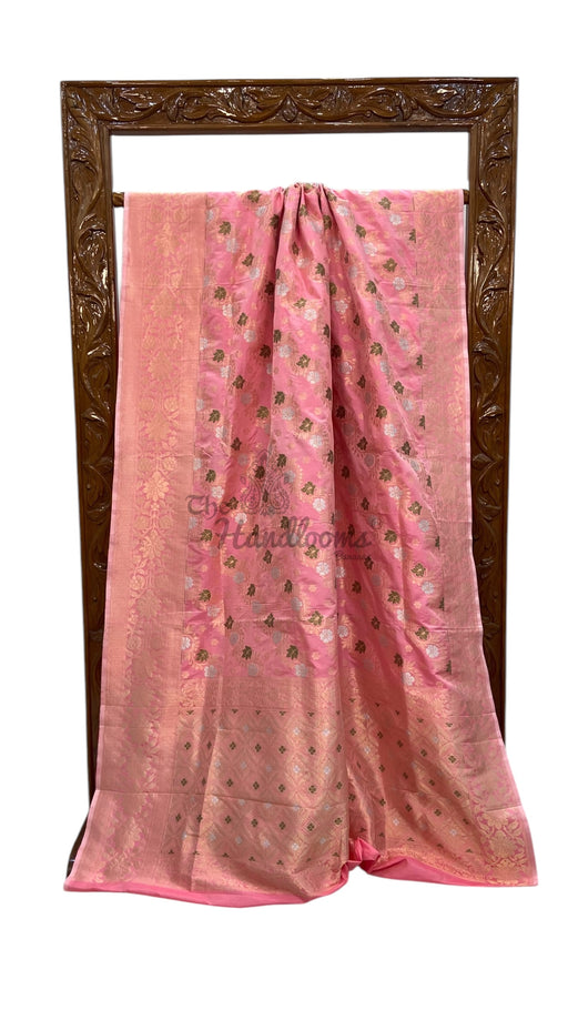 Pure Katan Silk Banarasi Handloom Saree - All Over Jaal Work - The Handlooms