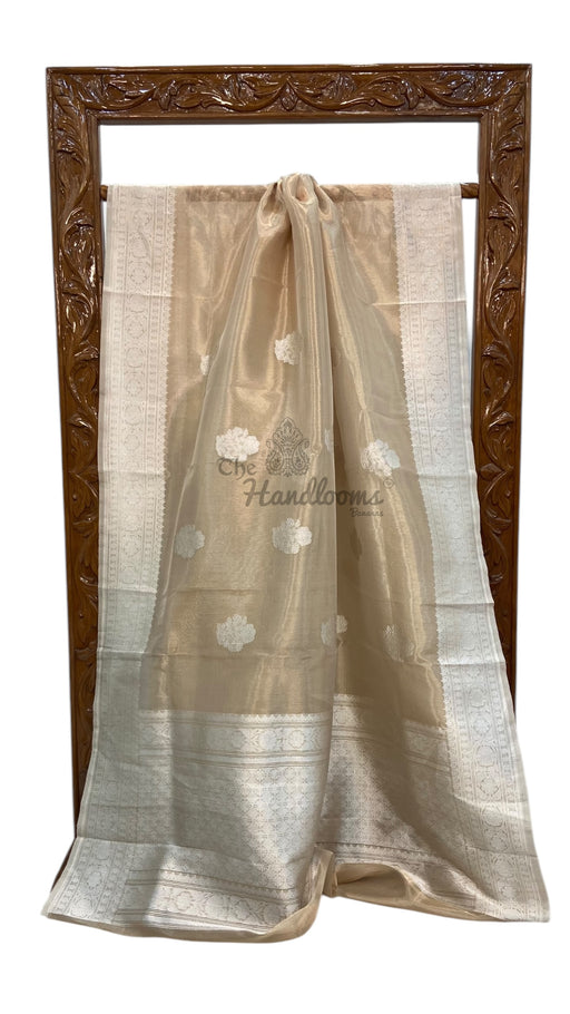 Pure Kora Handloom Banarasi All Over Kadua Motifs Saree - The Handlooms
