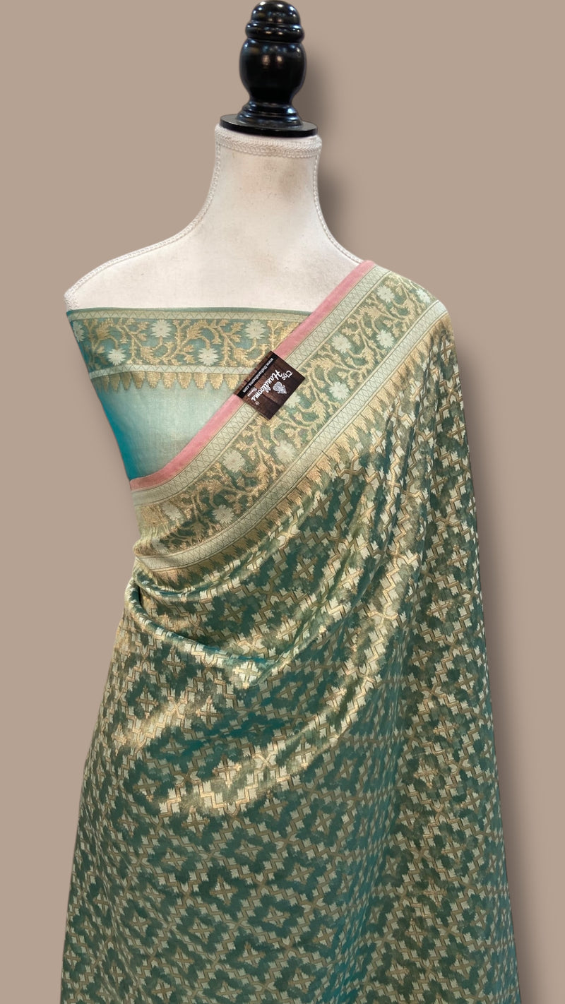 Pure Tissue Reshmi zari Handloom Banarasi Saree - The Handlooms