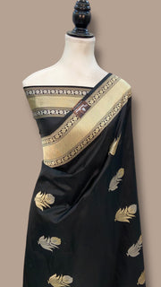 Pure Katan Silk Banarasi Handloom Saree - All over Sona Roopa kadiyal Motifs - The Handlooms
