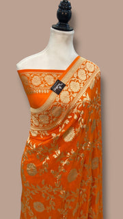 Khaddi Georgette Handloom Banarasi Saree - The Handlooms