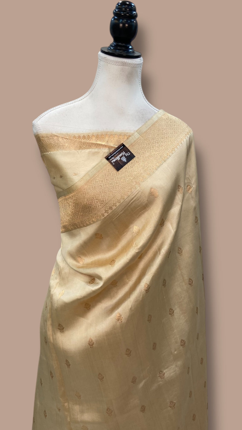 Pure Katan Silk Banarasi Handloom Saree - All over Kadua motifs - The Handlooms